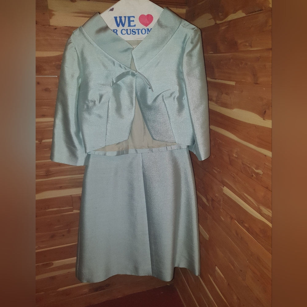 Vintage 60s Seymour Paisin Chicago Light Blue Two-Piece Dress Set